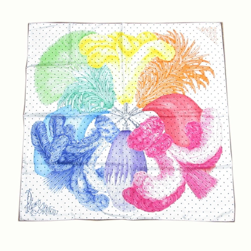 HERMES White Silk Scarf